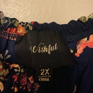 Plus size Navy floral flared sleeves blouse 2X by Wishful